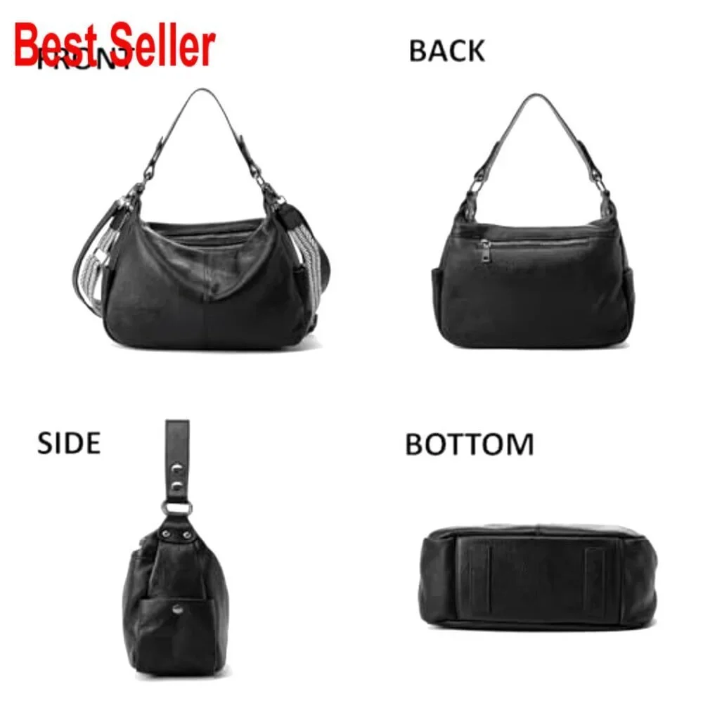 Genuine Leather Hobo Bag with Adjustable Straps